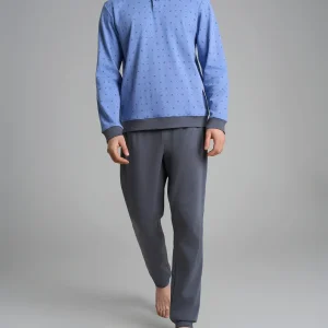 Pigiama a serafino con fantasia in interlock di cotone - Fant. Colony Blue Cavalli