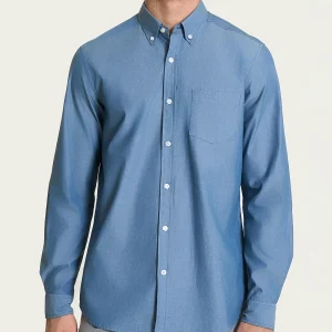 Camicia button down in Oxford Double Twisted - Flint Stone