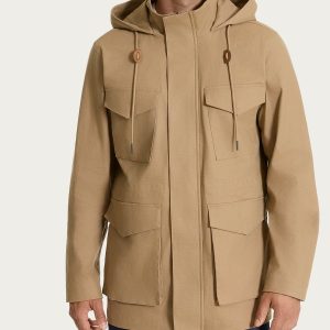 Cappotto con cappuccio In Canvas Stretch - Tiger's Eye