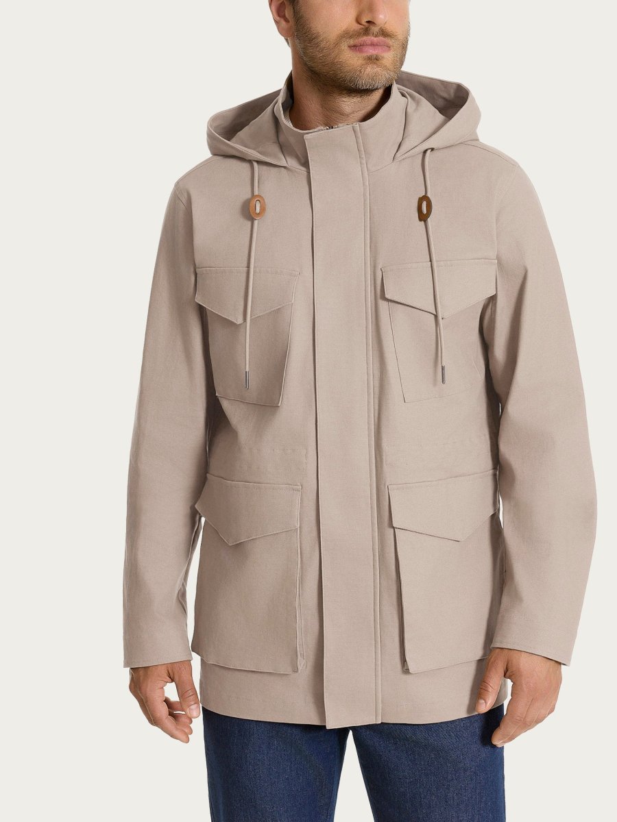 Cappotto con cappuccio In Canvas Stretch - String - immagine 2