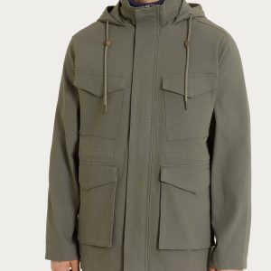 Cappotto con cappuccio In Canvas Stretch - Seagrass