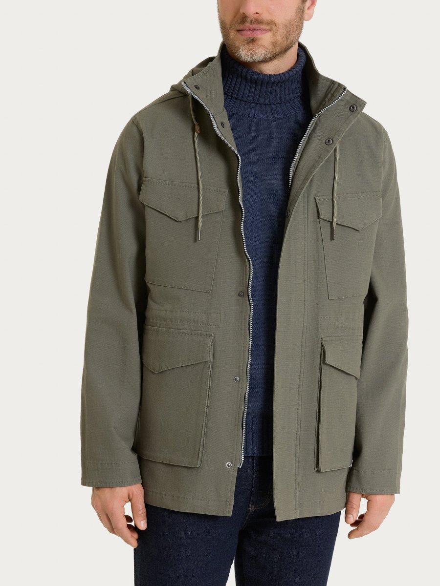 Cappotto con cappuccio In Canvas Stretch - Seagrass - immagine 3