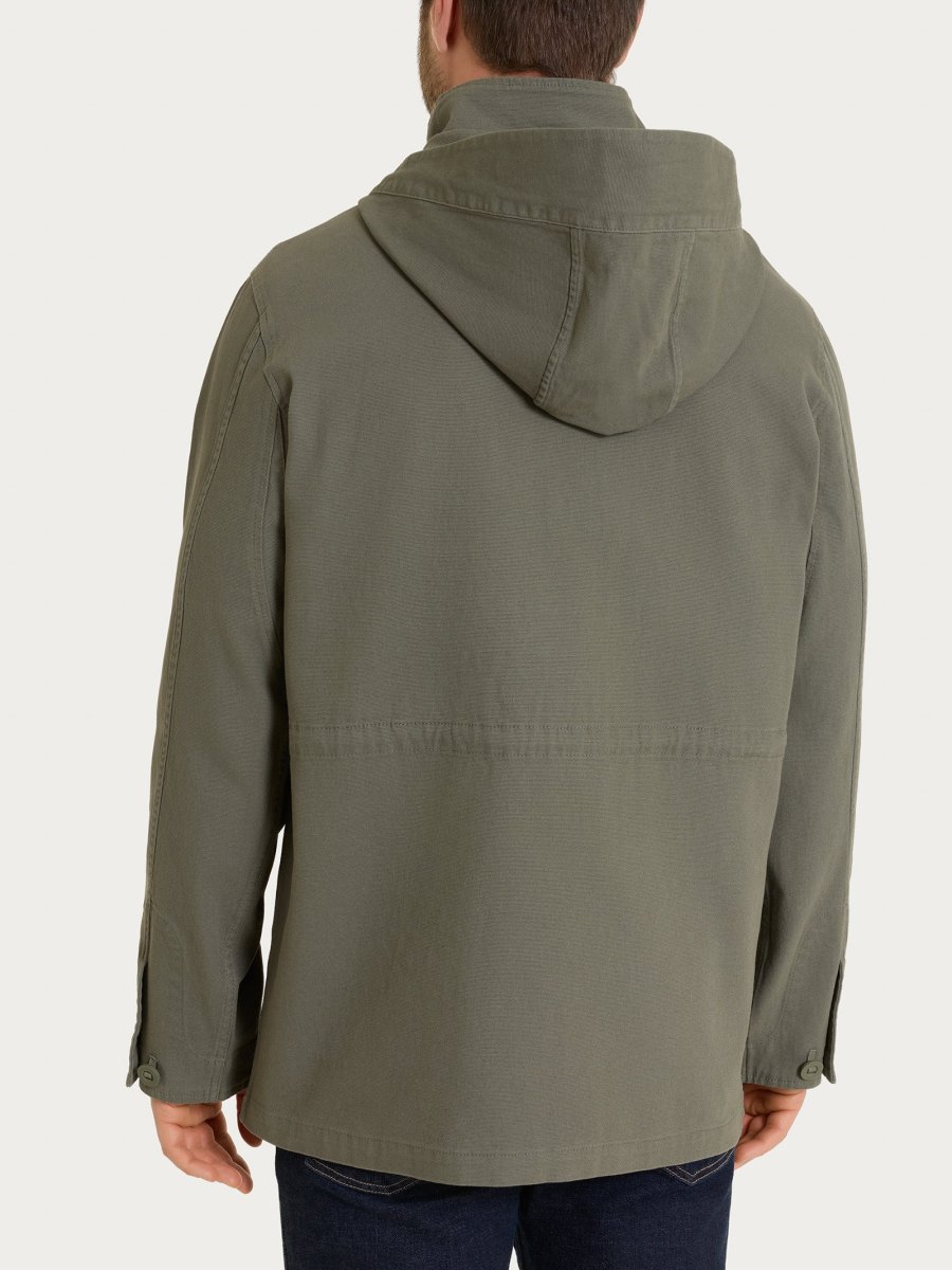 Cappotto con cappuccio In Canvas Stretch - Seagrass - immagine 4