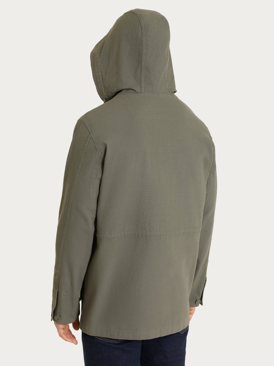 Cappotto con cappuccio In Canvas Stretch - Seagrass - immagine 5