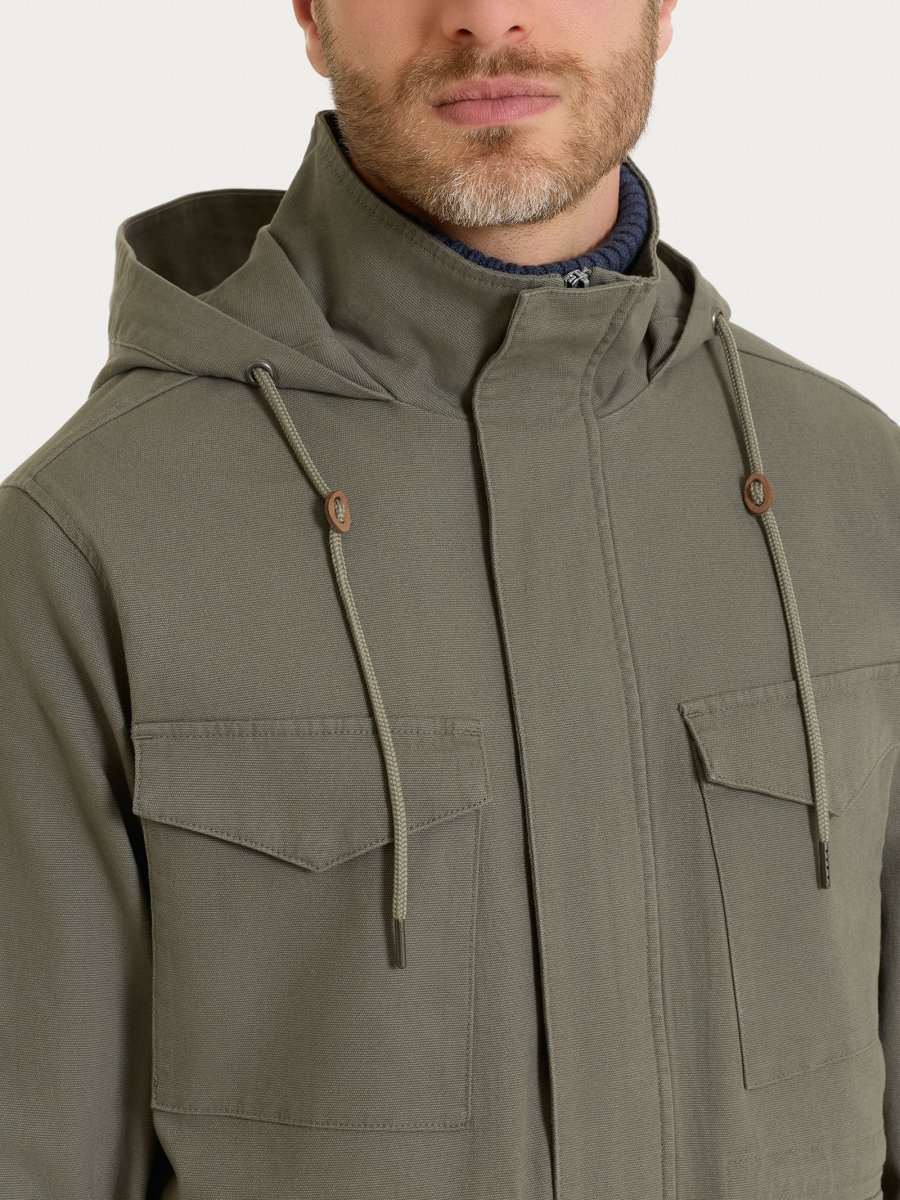 Cappotto con cappuccio In Canvas Stretch - Seagrass - immagine 6