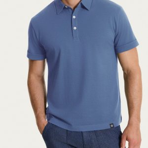 Polo in Cotone Piquet Double Mercerized - Vintage Indigo