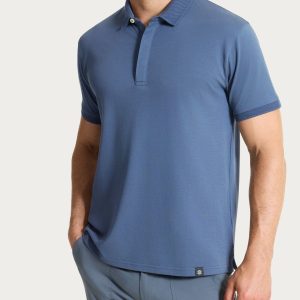Polo a manica corta in Cotone Piquet Double Mercerized - Vintage Indigo