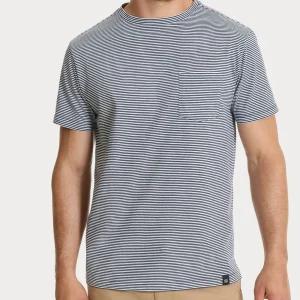 T-shirt a micro righe in Jersey di Cotone Heavy Duty - Fant. Outer Space Righe