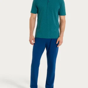 Pigiama trittico con micro rombi in Jersey di Cotone - Fant. Bayberry