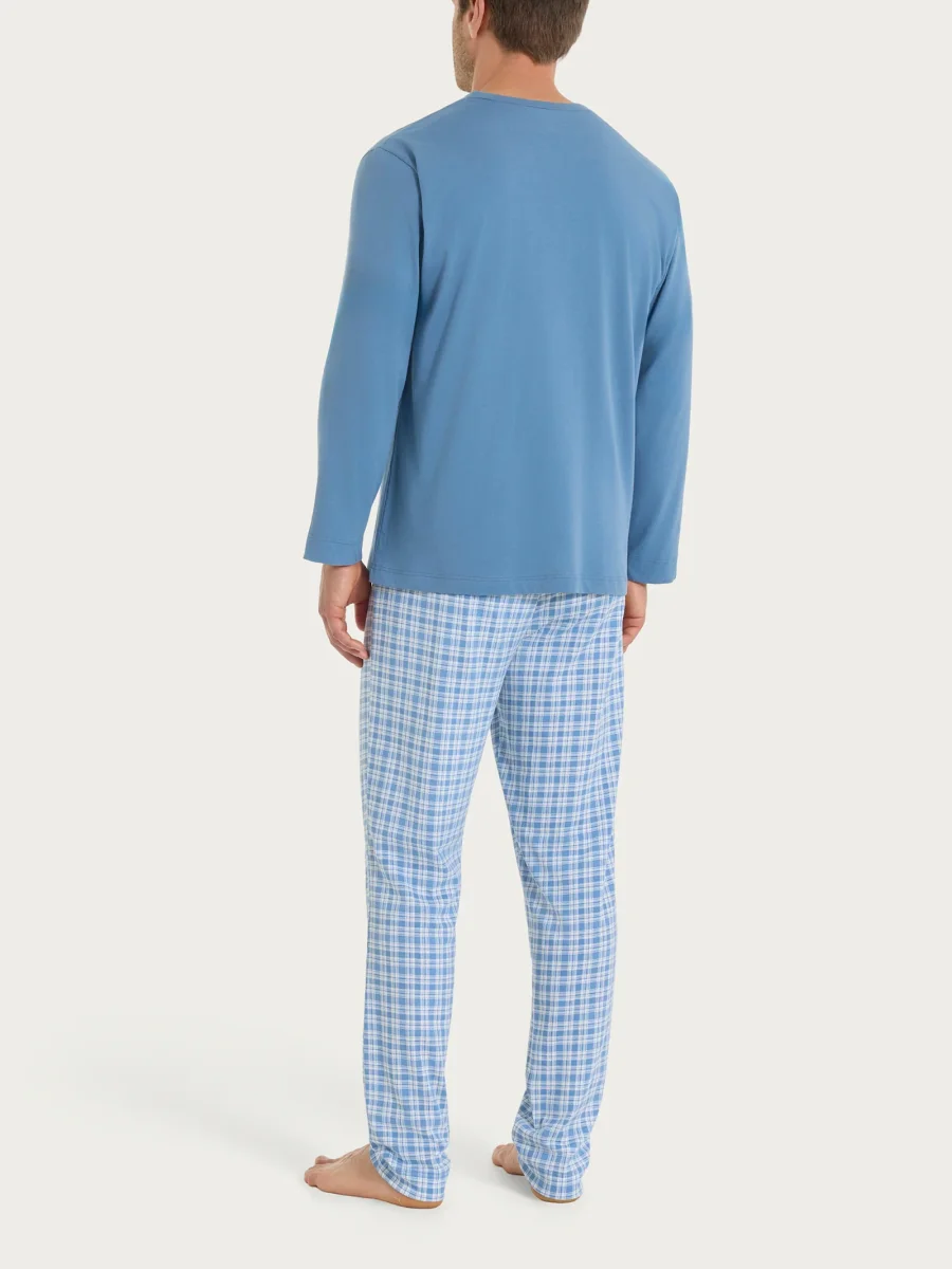 Pigiama tartan a serafino in Jersey di Cotone - Fant. Coronet Blue - immagine 3