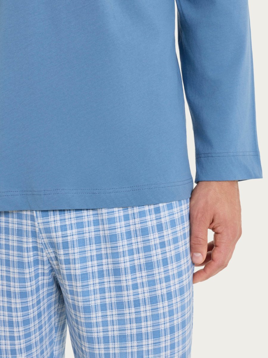 Pigiama tartan a serafino in Jersey di Cotone - Fant. Coronet Blue - immagine 5