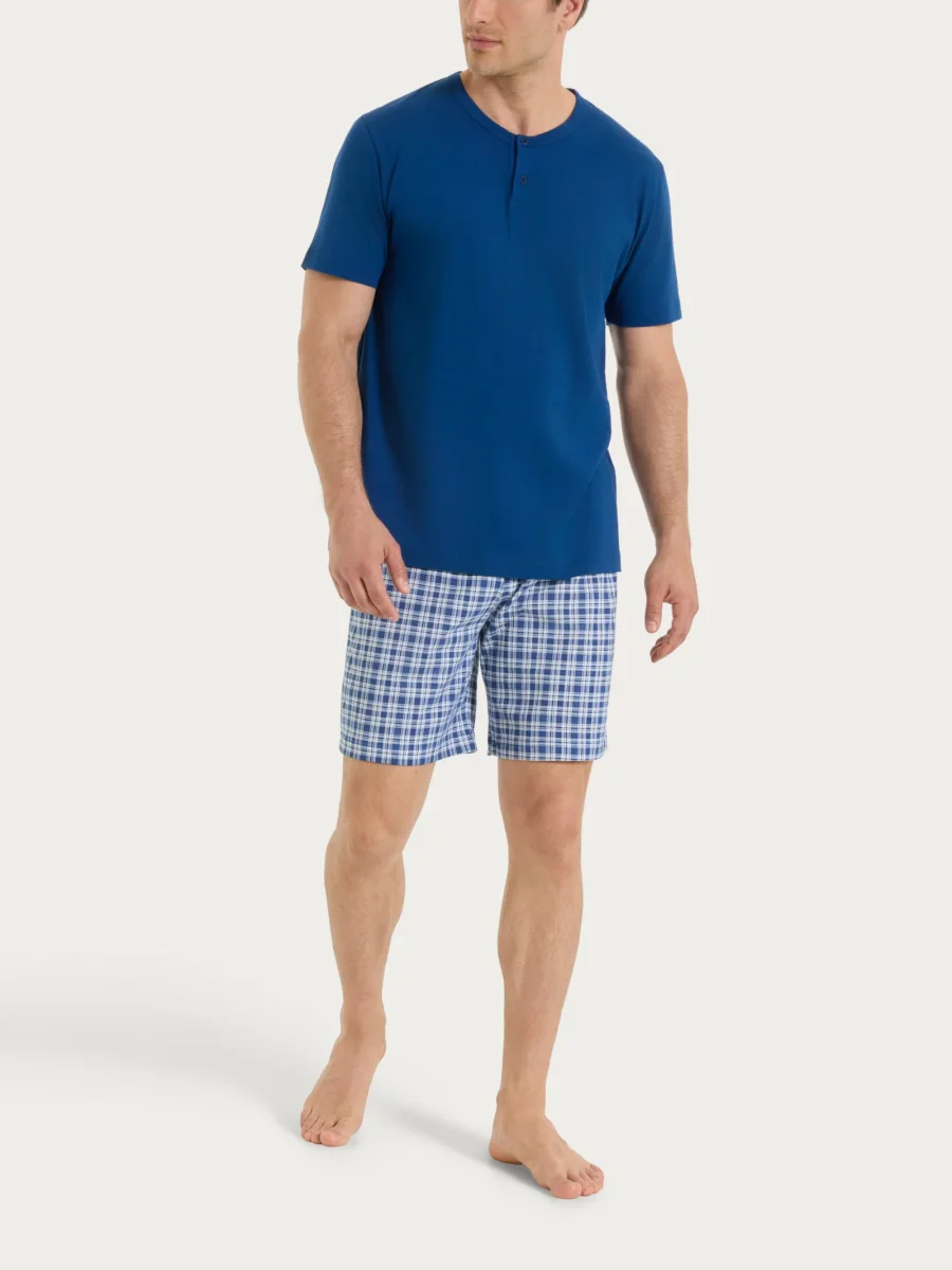 Pigiama tartan con girocollo in Jersey di Cotone - Fant. Navy Peony - immagine 2