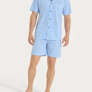 Pigiama aperto a righe in Jersey di Cotone - Fant.Bianco