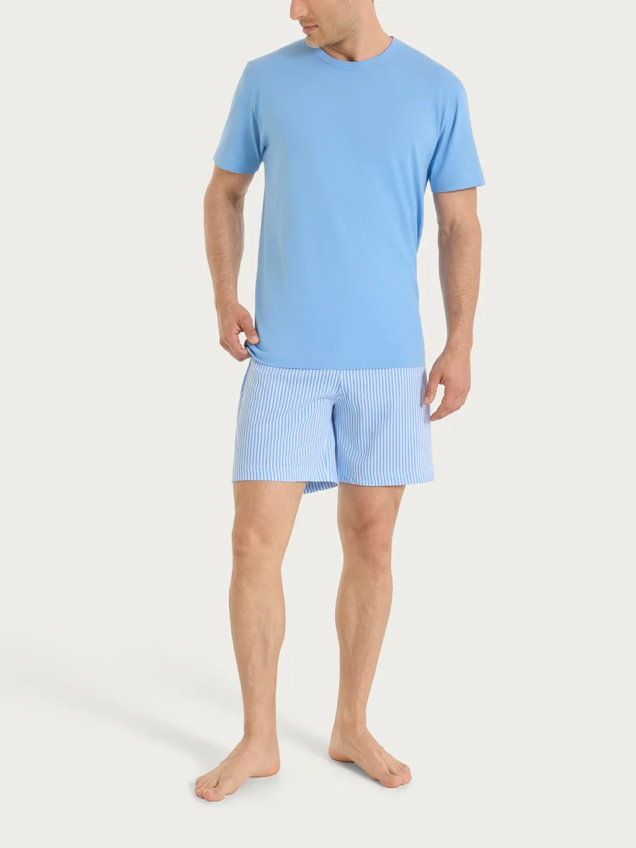 Pigiama trittico a righe con girocollo in Jersey di Cotone - Fant.Bianco