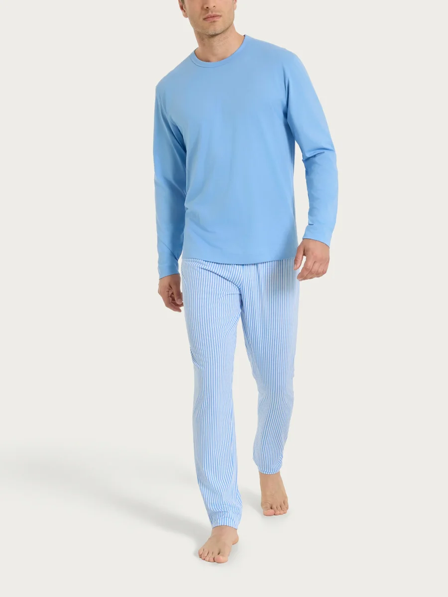 Pigiama trittico a righe con girocollo in Jersey di Cotone - Fant.Bianco - immagine 3