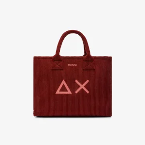 Borsa shopping bag in velluto a coste