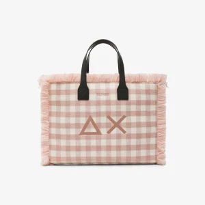 Borsa shopping bag scozzese in lana