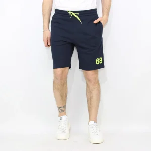 Bermuda in felpa blu logo fluo