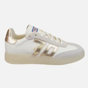 Sneaker in pelle martellata e rifiniture oro