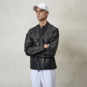 Biker foderato in pelle