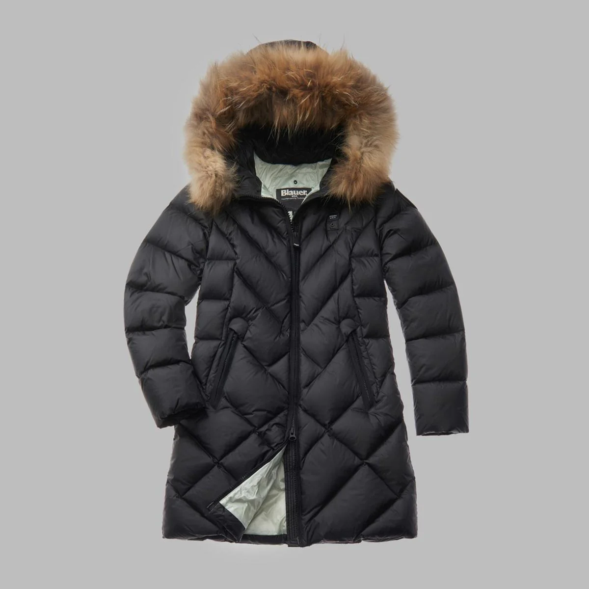 Piumino lungo a linee geometriche - immagine 5