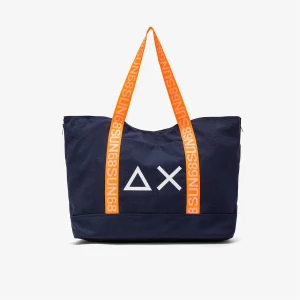 Borsa in canvas blu contrasti fluo