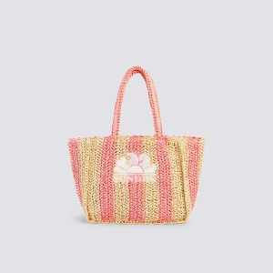 Borsa shopper in paglia intrecciata