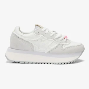 Sneakers con platform in canvas bianco