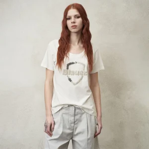 T-shirt logata paillette