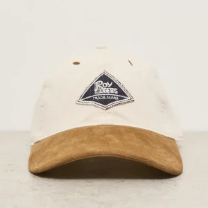 Visiera in denim e camoscio